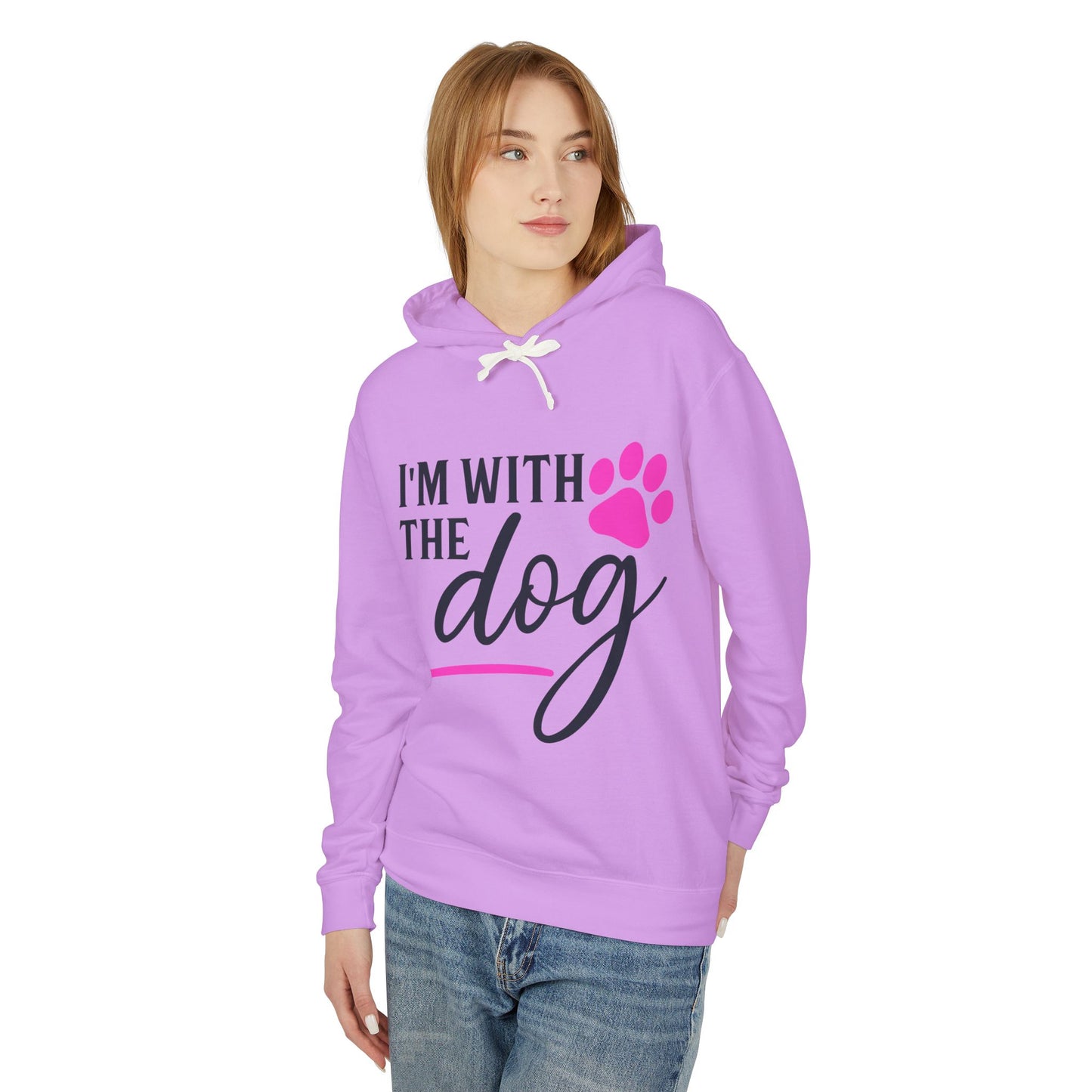 I'm with the Dog Pink Pawprint - Cozy Unisex Hoodie for Every Occasion