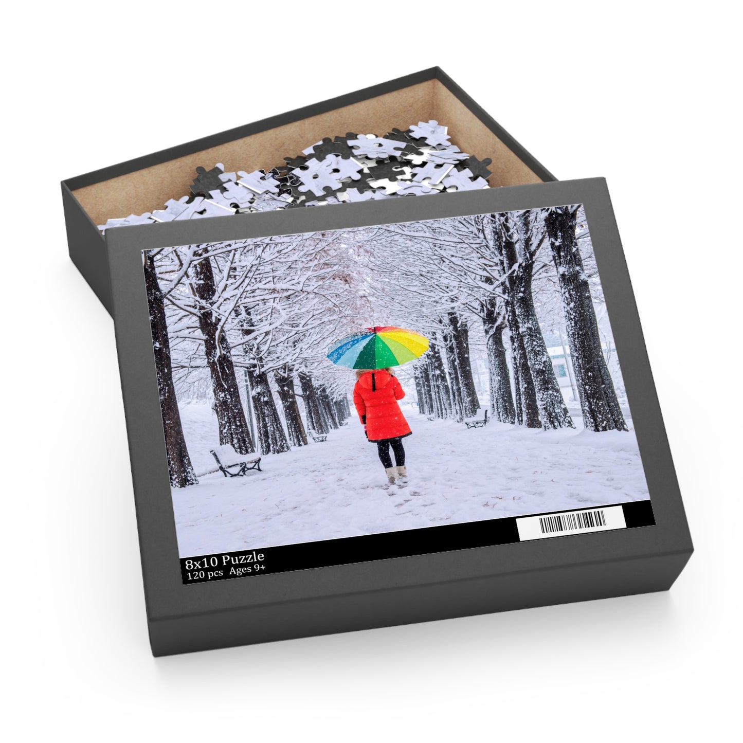 Winter Wonderland Puzzle with Colorful Umbrella | 120, 252, 500-Piece