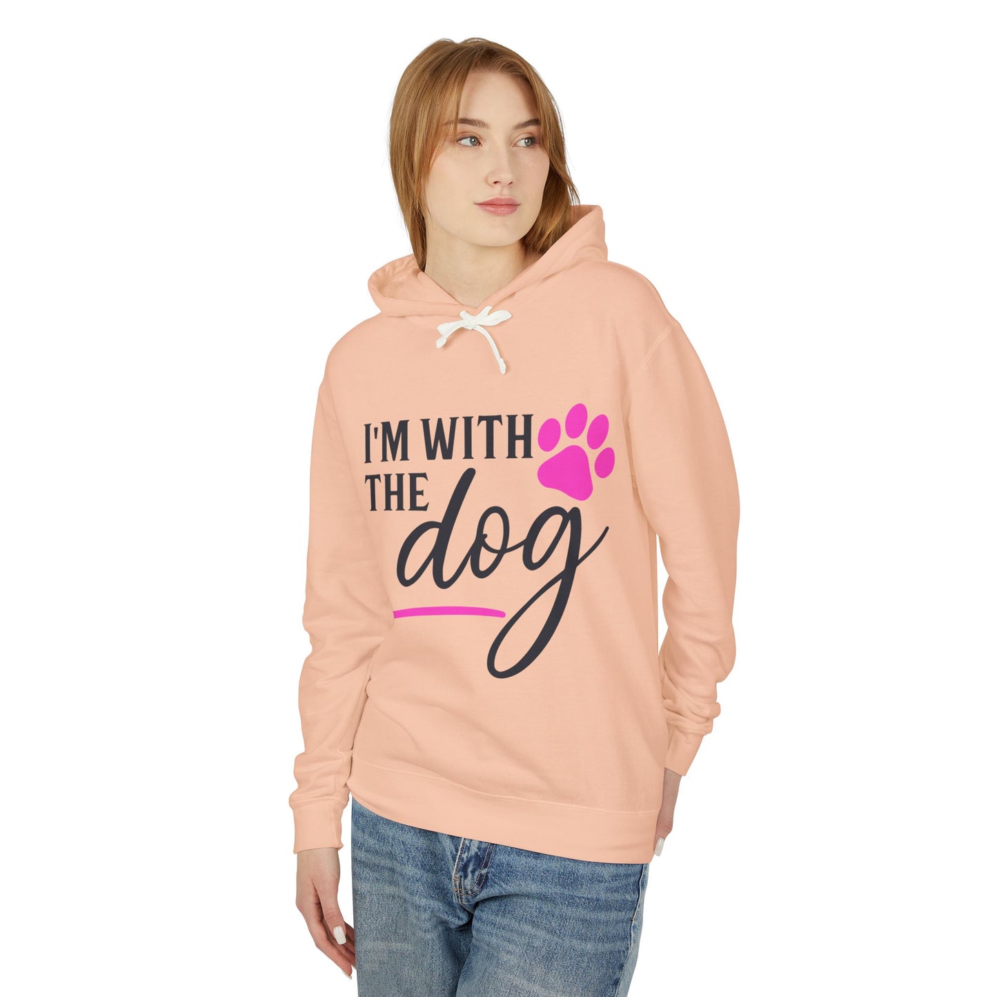 I'm with the Dog Pink Pawprint - Cozy Unisex Hoodie for Every Occasion