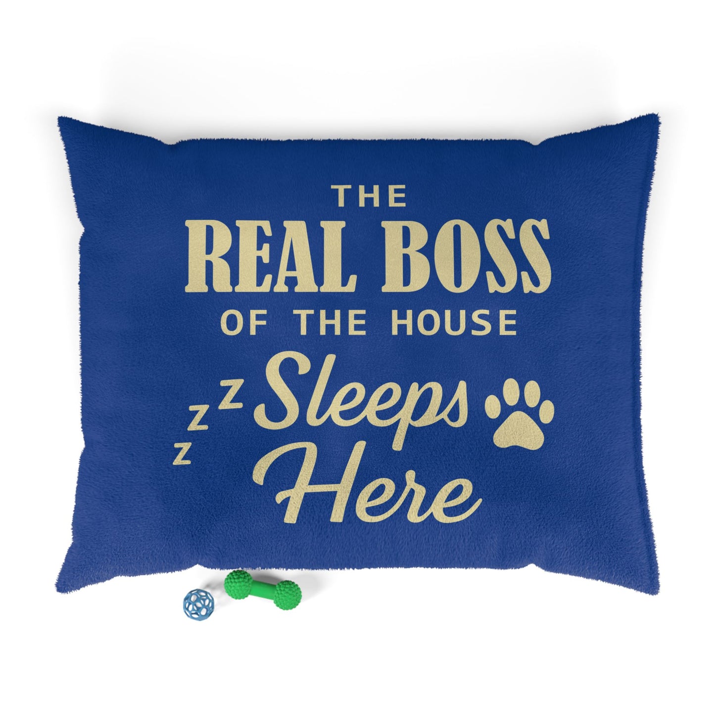 Cozy Pet Bed, The Real Boss Sleeps Here - in Blue