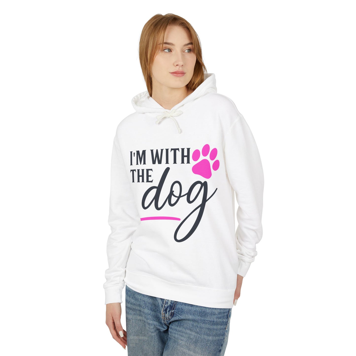I'm with the Dog Pink Pawprint - Cozy Unisex Hoodie for Every Occasion