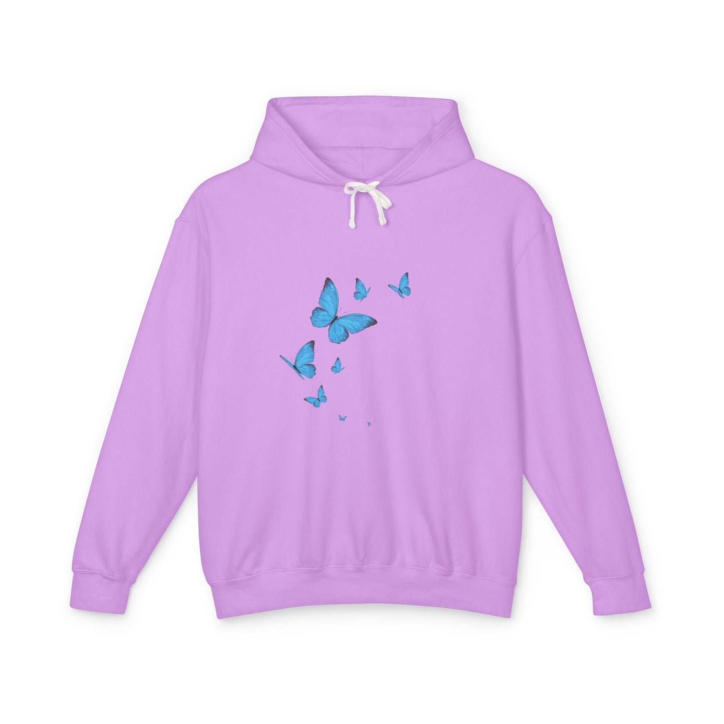 Blue Butterfly Luck Unisex Lightweight Hoodie, Eco-Friendly