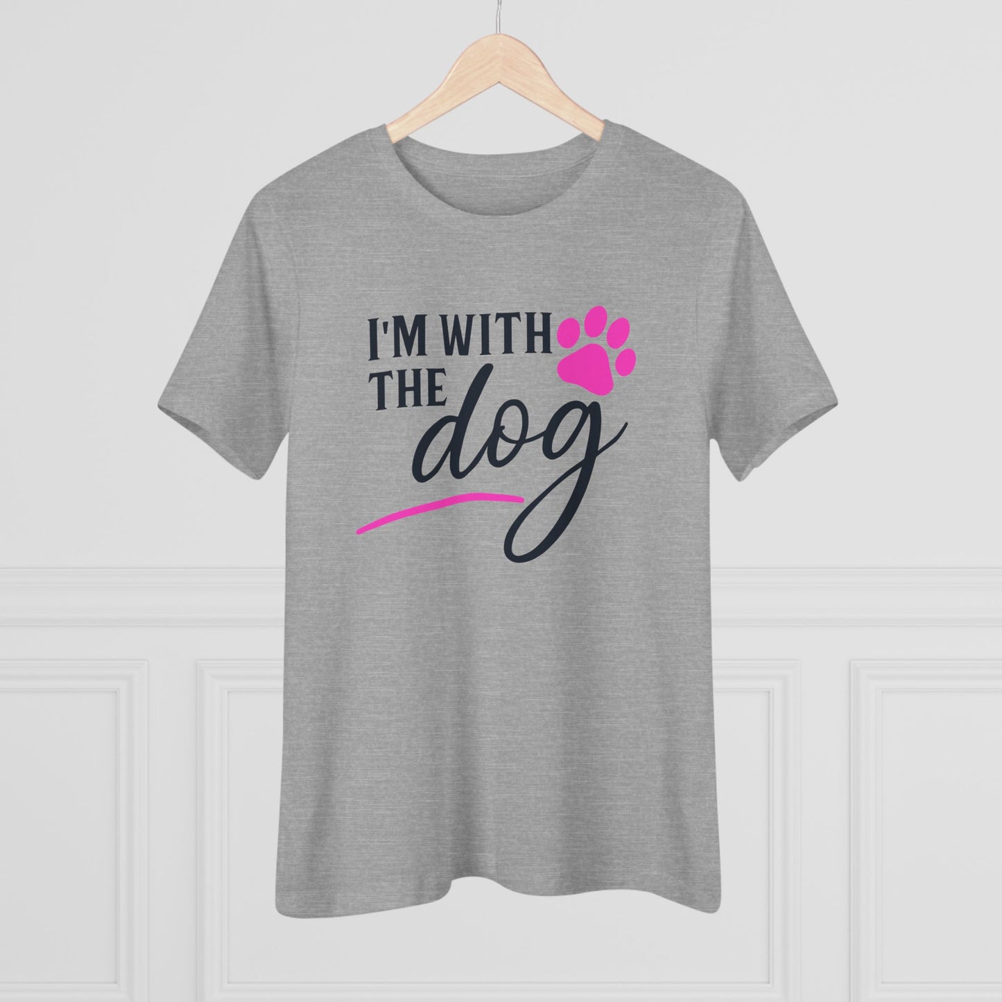 I'm with the Dog...pink paw - Women's Cotton Tee