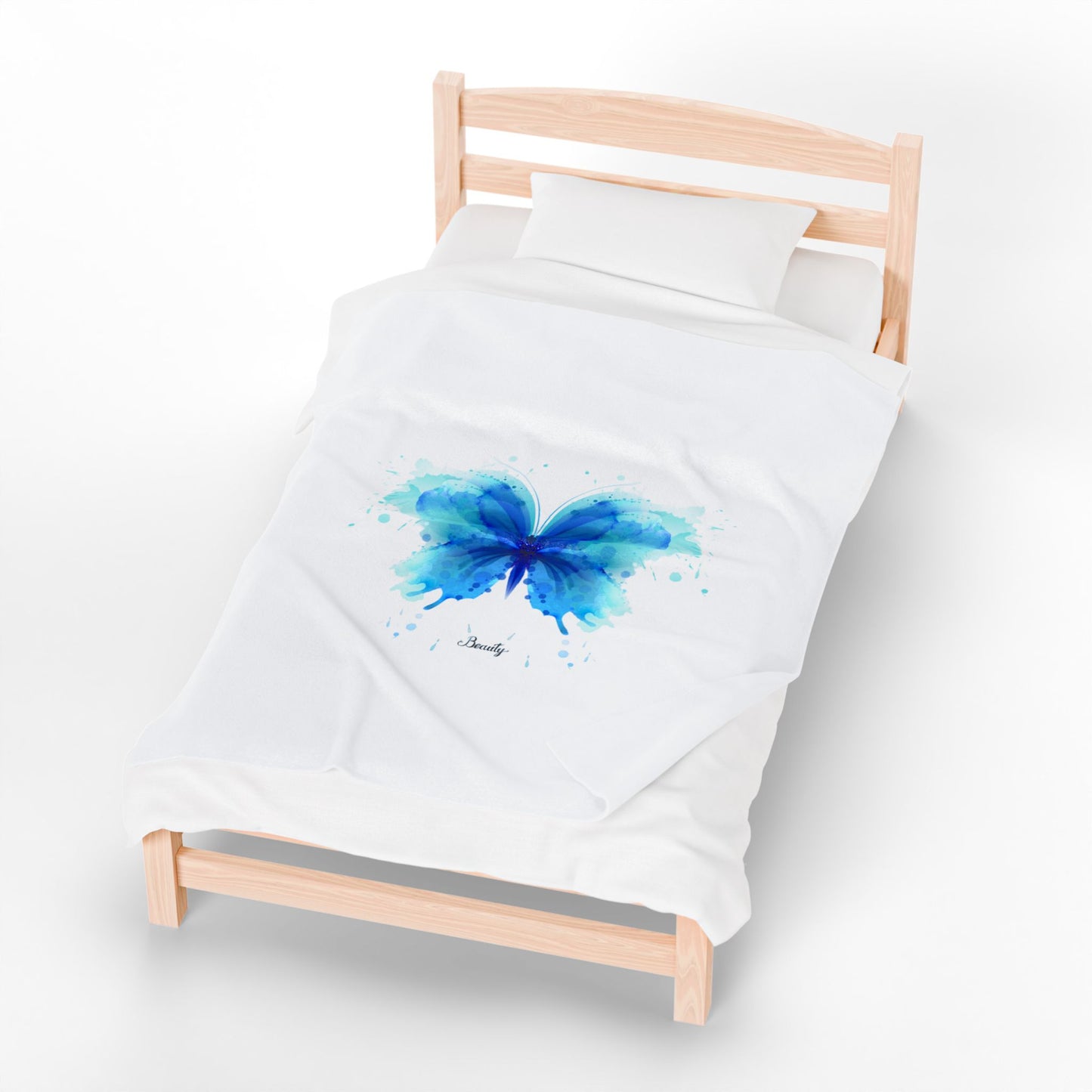 Blue Butterfly Velveteen Plush Throw Blanket