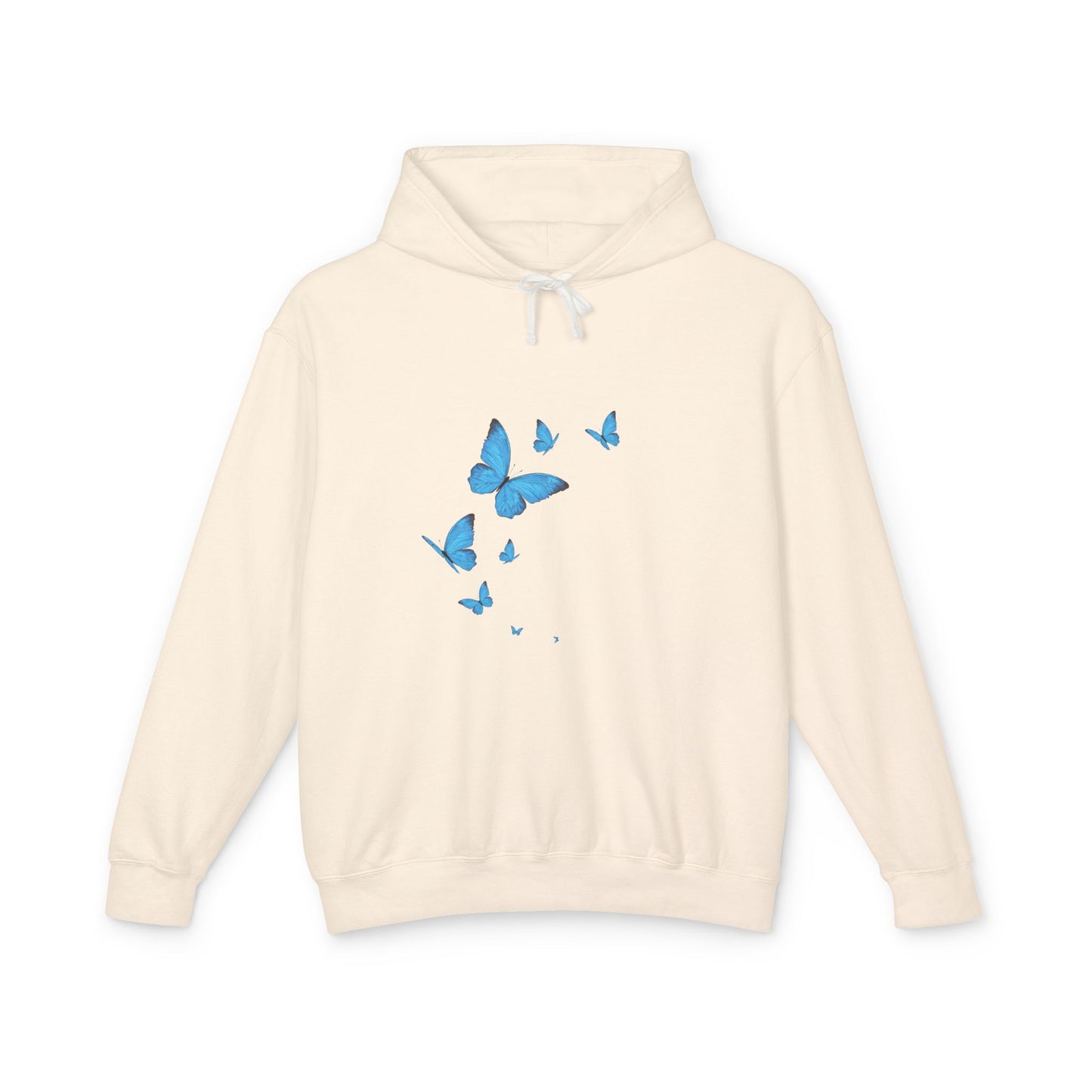Blue Butterfly Luck Unisex Lightweight Hoodie, Eco-Friendly