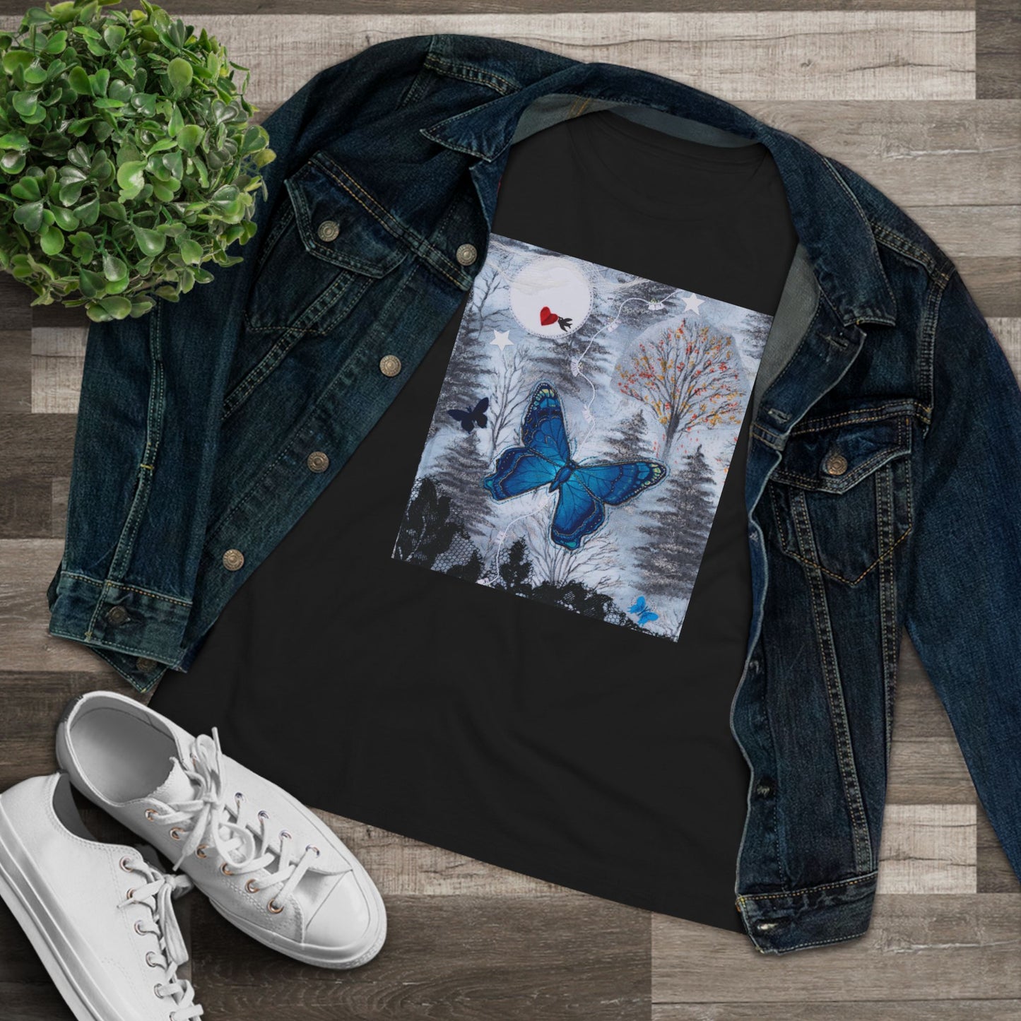 Blue Butterfly Artful Tee - Butterfly Dreamscape
