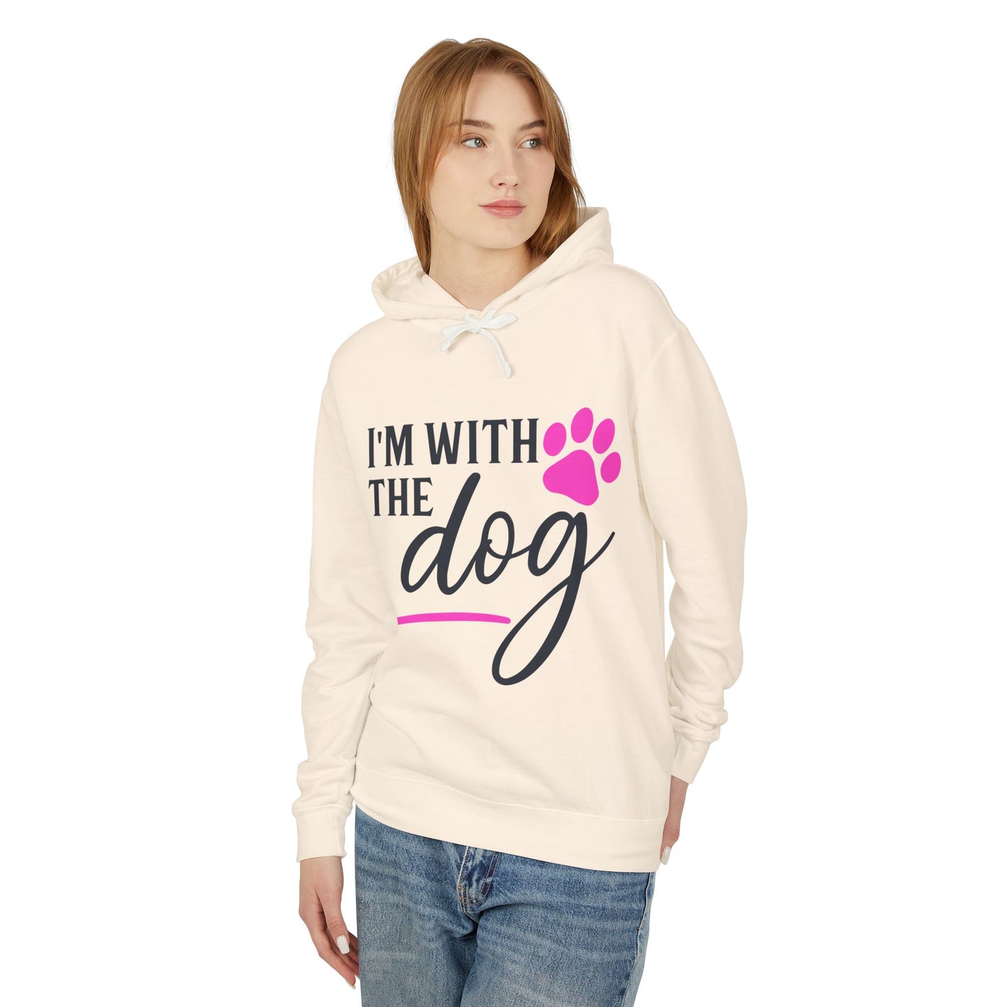 I'm with the Dog Pink Pawprint - Cozy Unisex Hoodie for Every Occasion