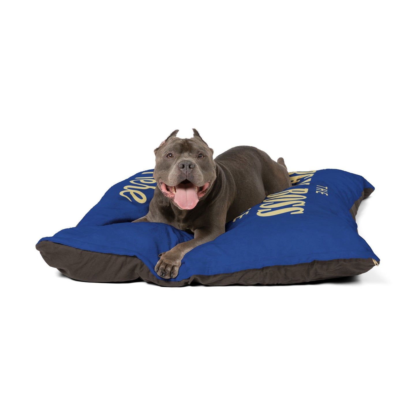 Cozy Pet Bed, The Real Boss Sleeps Here - in Blue