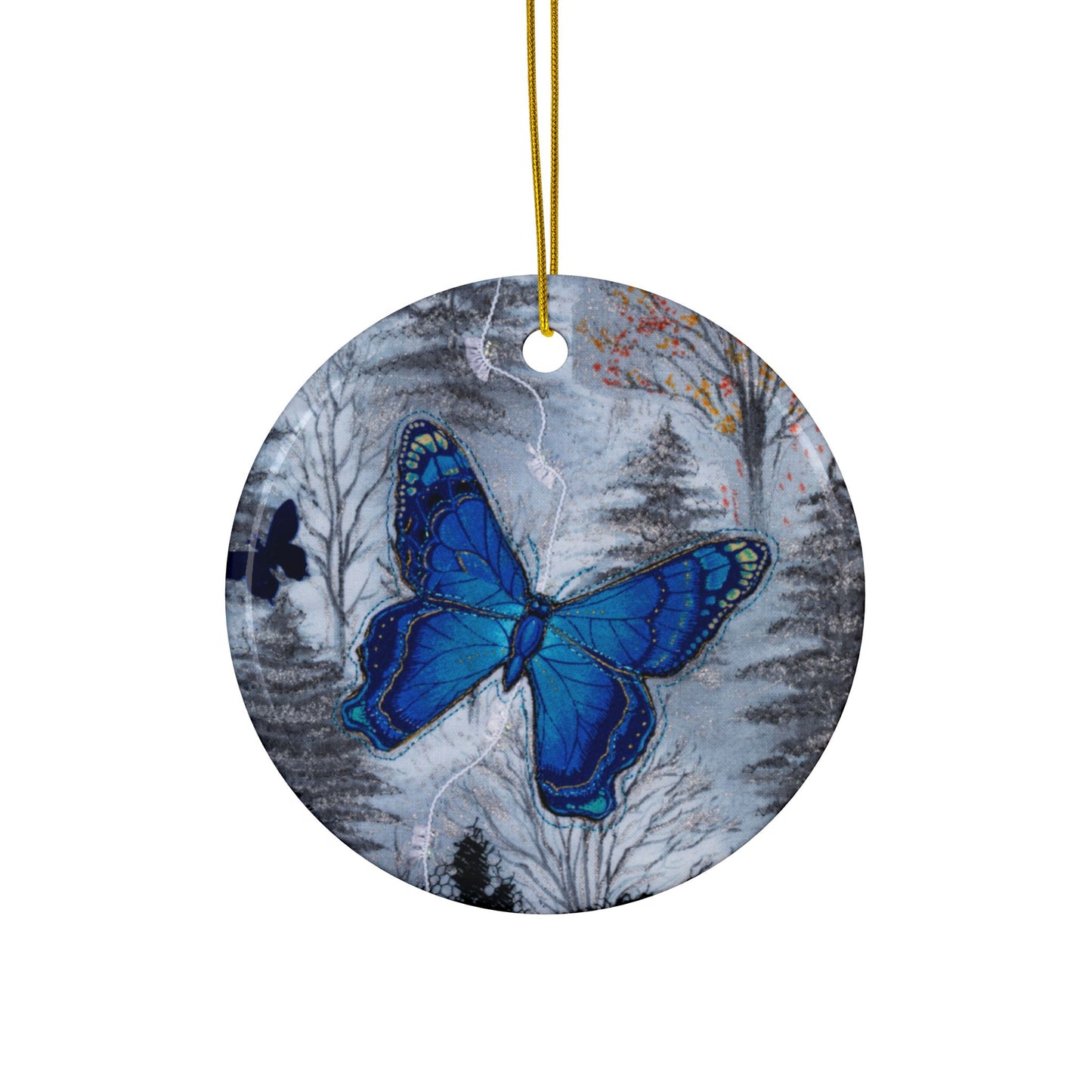 Blue Butterfly Ceramic Ornament