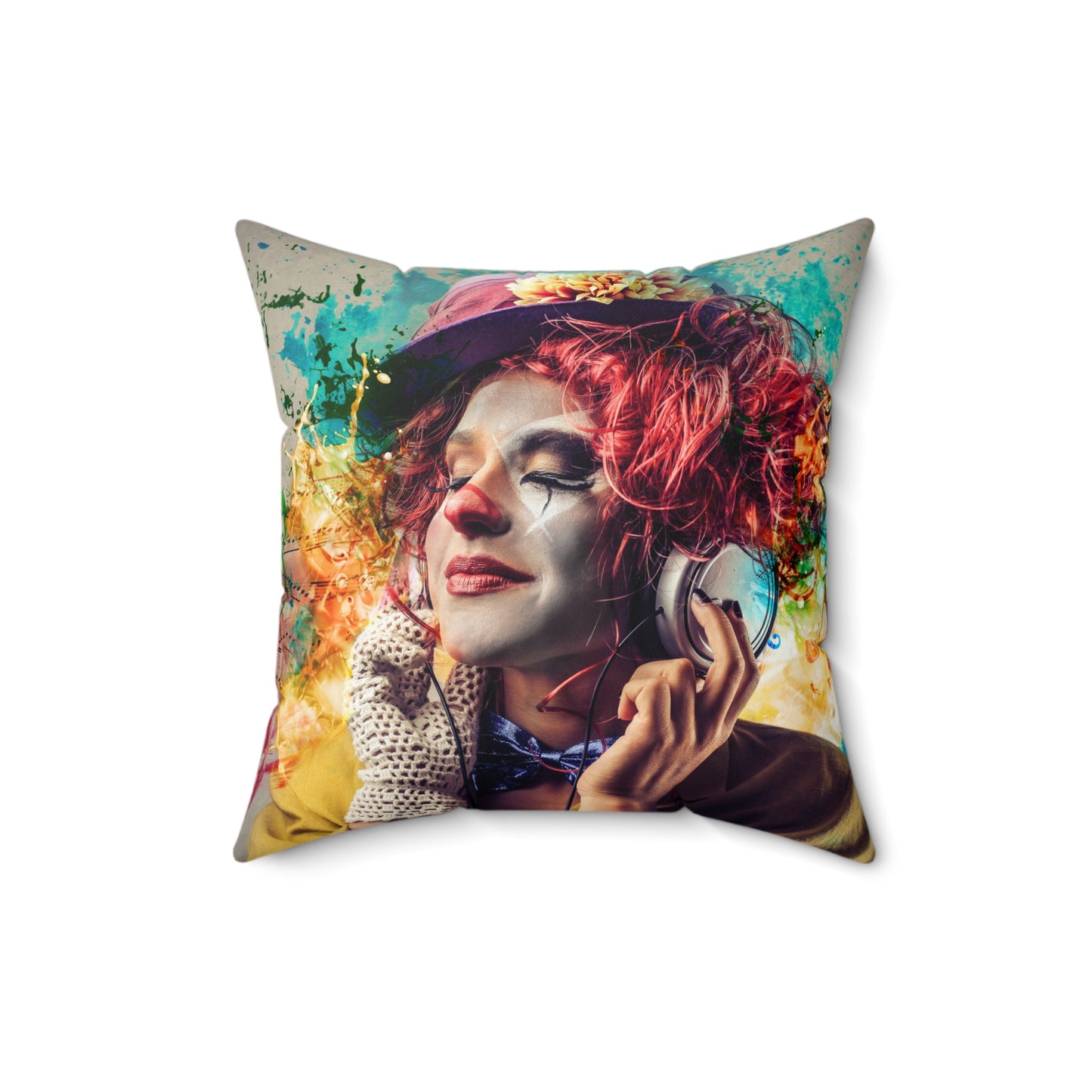 Express Yourself - Colorful Clown Art Pillow