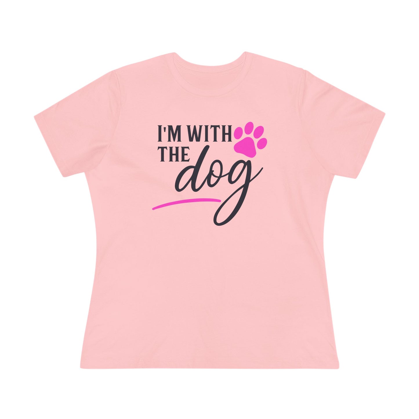 I'm with the Dog...pink paw - Women's Cotton Tee