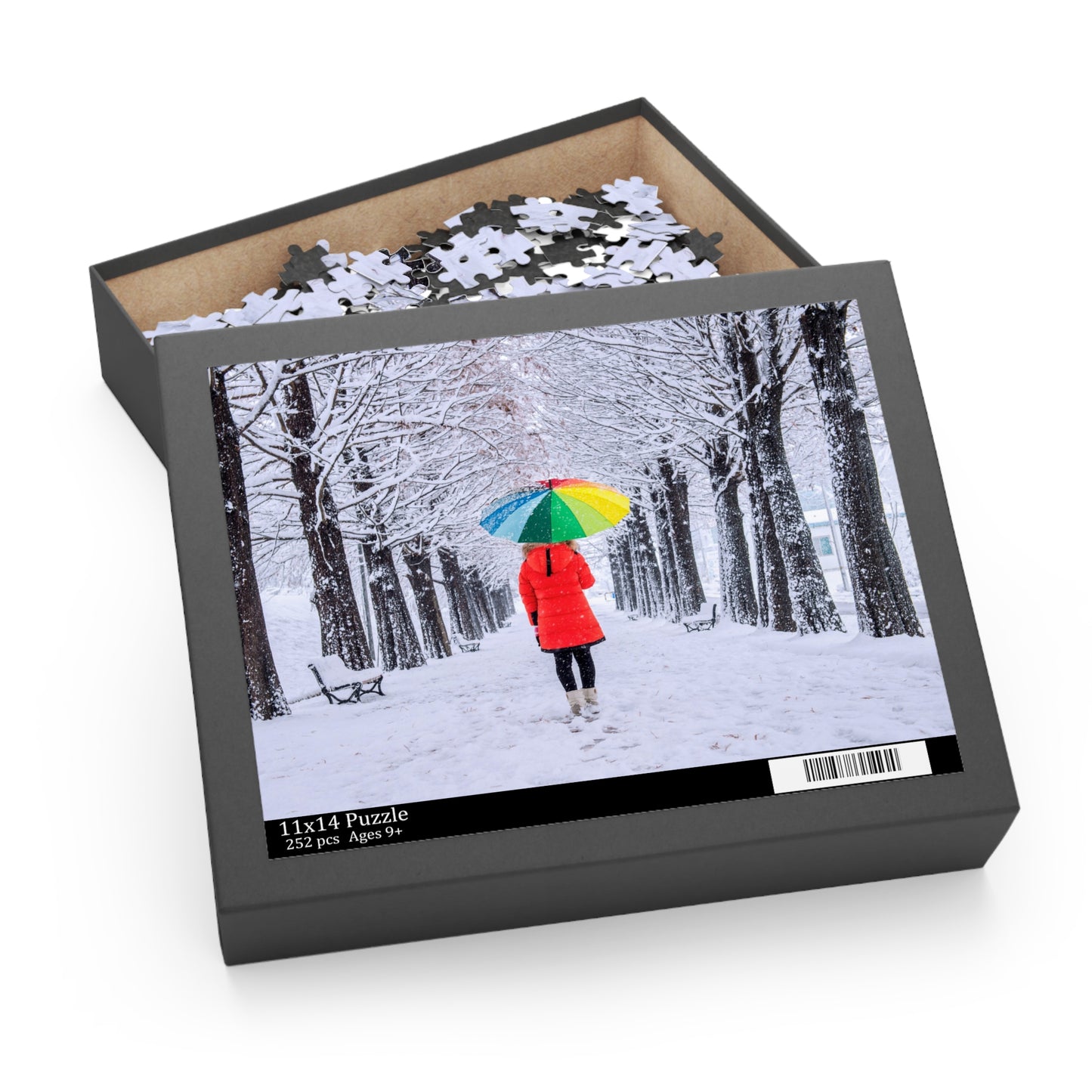 Winter Wonderland Puzzle with Colorful Umbrella | 120, 252, 500-Piece