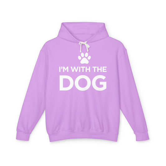 I'm with the Dog - Unisex Lightweight Hooded Sweatshirt