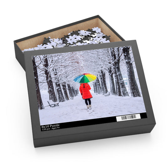 Winter Wonderland Puzzle with Colorful Umbrella | 120, 252, 500-Piece