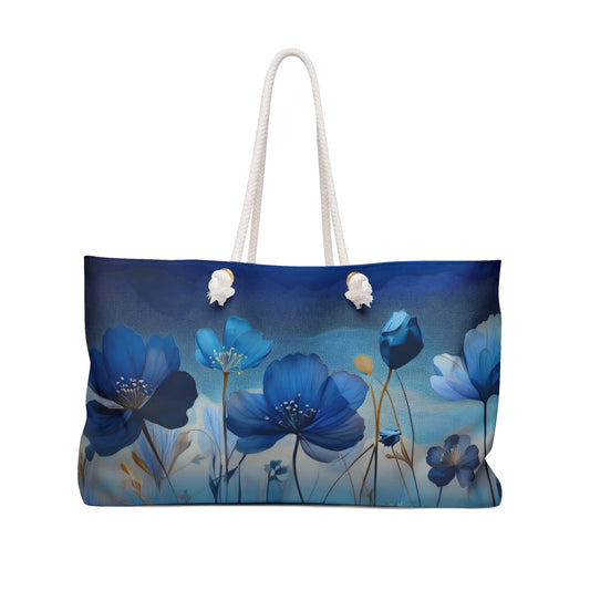 Floral Blue Weekender Bag | Travel Tote