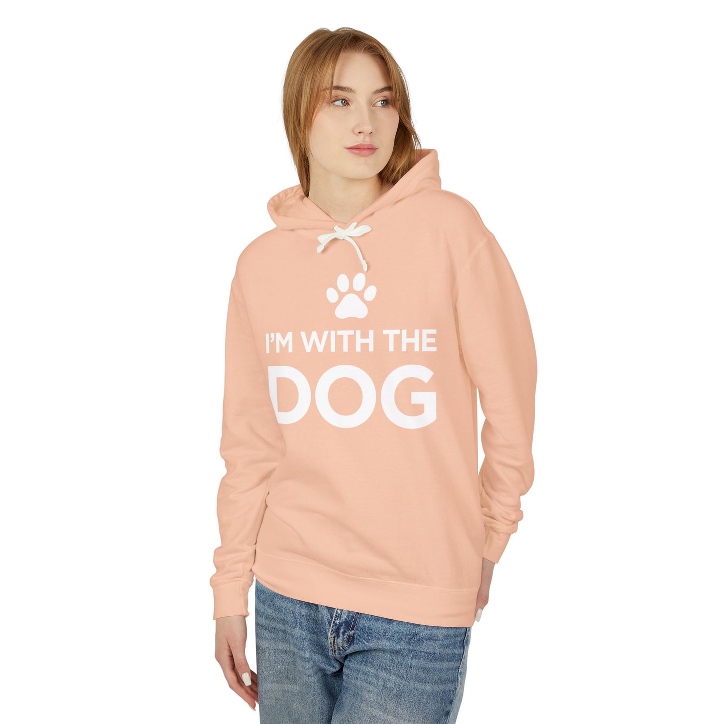 I'm with the Dog - Unisex Lightweight Hooded Sweatshirt