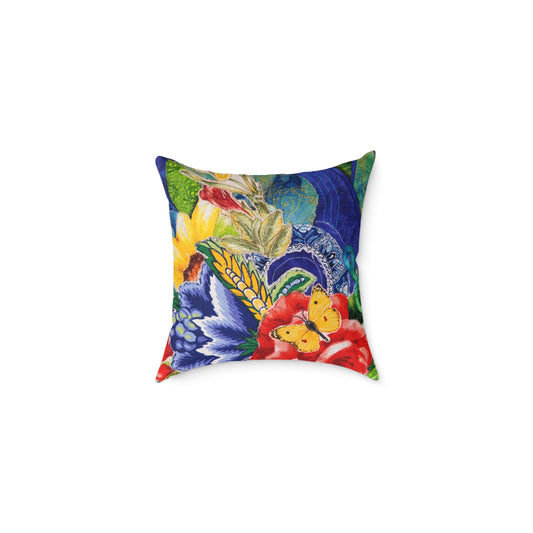 Artistic Floral Square Poly Canvas Pillow