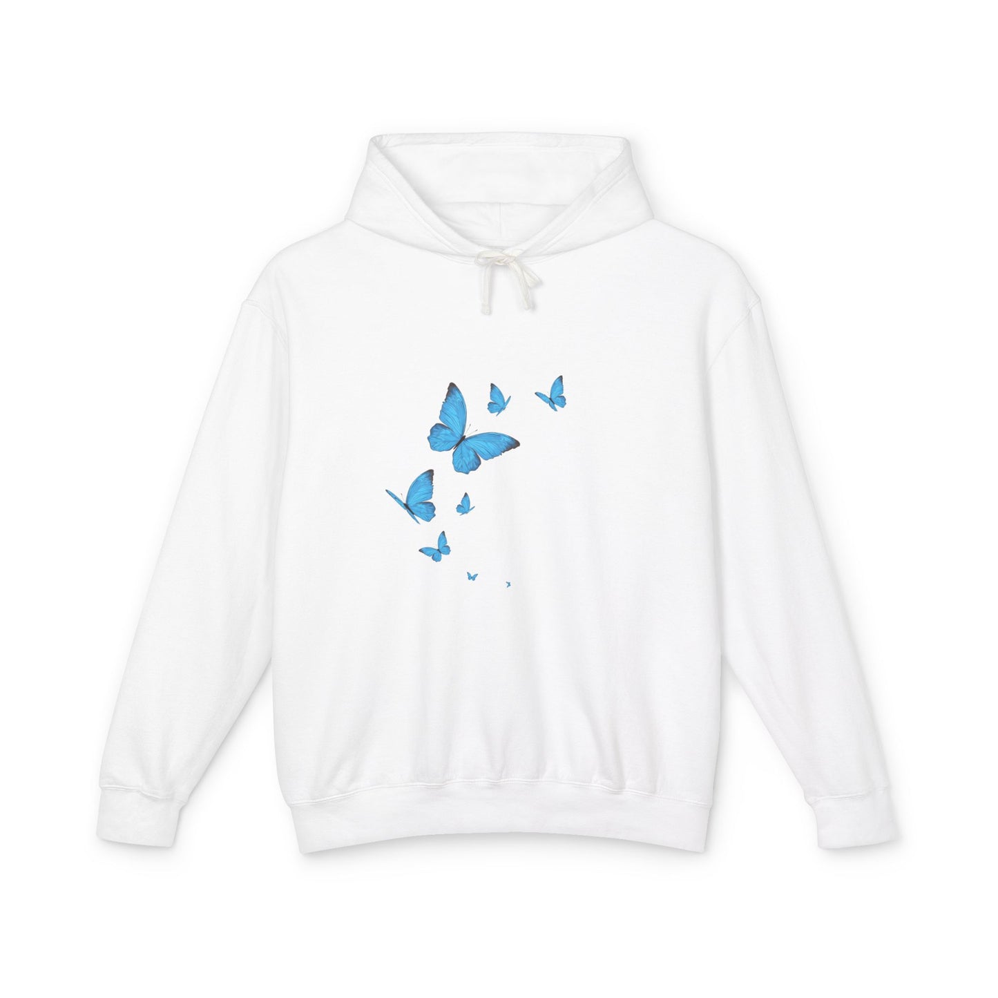 Blue Butterfly Luck Unisex Lightweight Hoodie, Eco-Friendly