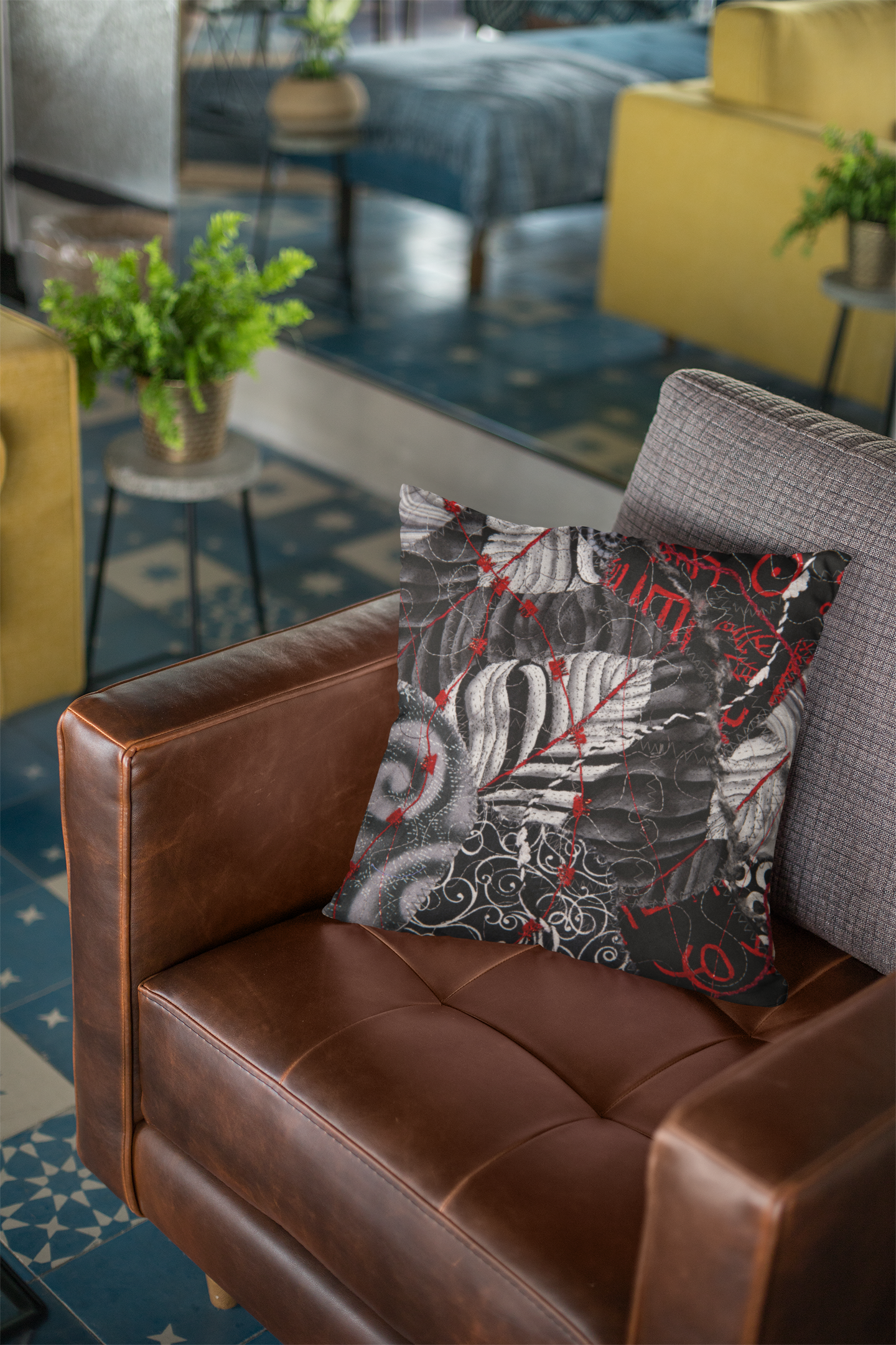 Winter Leaf Square Poly Canvas Pillow