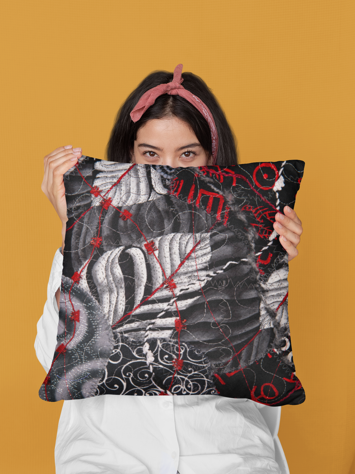 Winter Leaf Square Poly Canvas Pillow