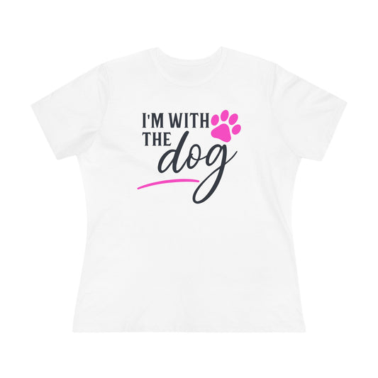 I'm with the Dog...pink paw - Women's Cotton Tee