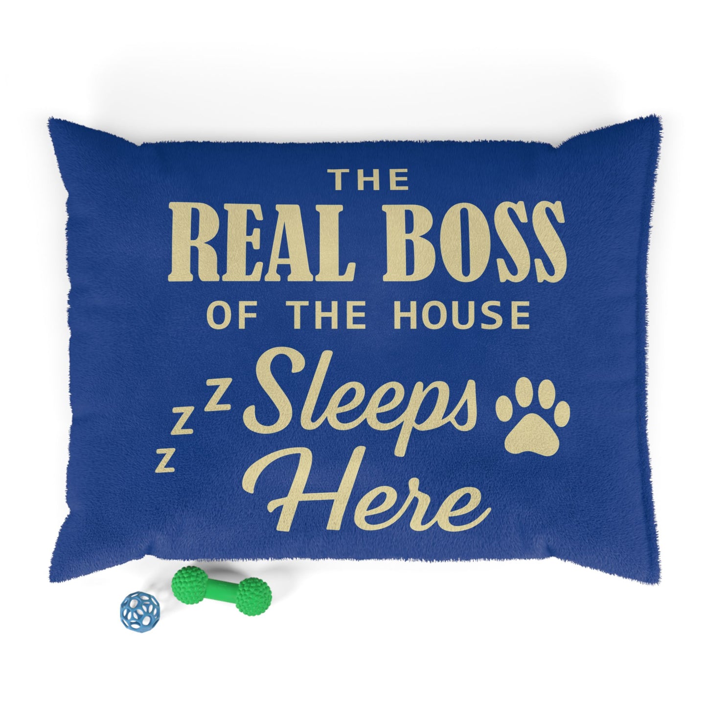 Cozy Pet Bed, The Real Boss Sleeps Here - in Blue