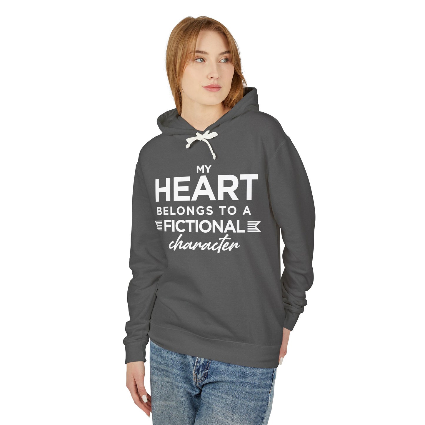 My Heart Belongs to a Fictional Character Unisex Lightweight Hoodie, Gift for Book Lovers, Cozy Sweatshirt for Fans, Perfect for All [...]