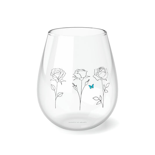 Three Roses Toast - Stemless Wine Glass, 11.75oz