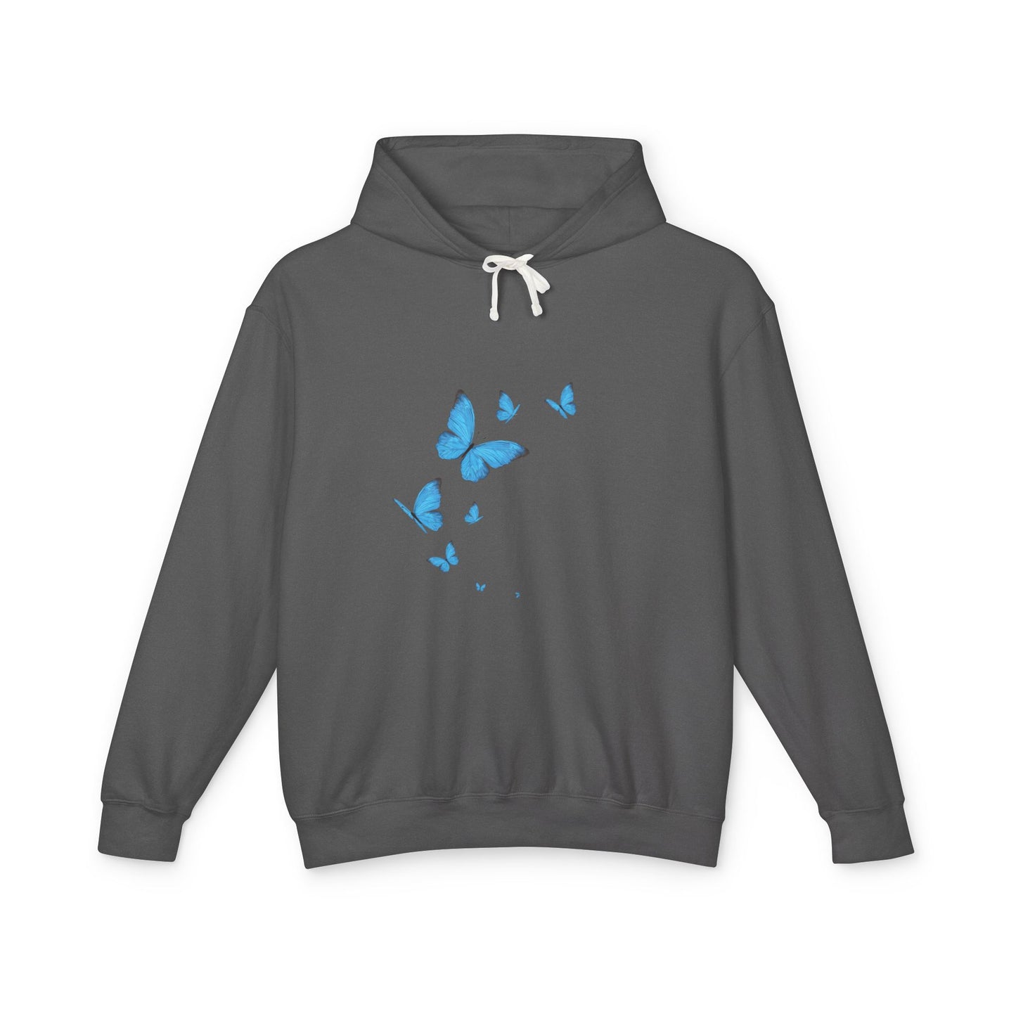 Blue Butterfly Luck Unisex Lightweight Hoodie, Eco-Friendly