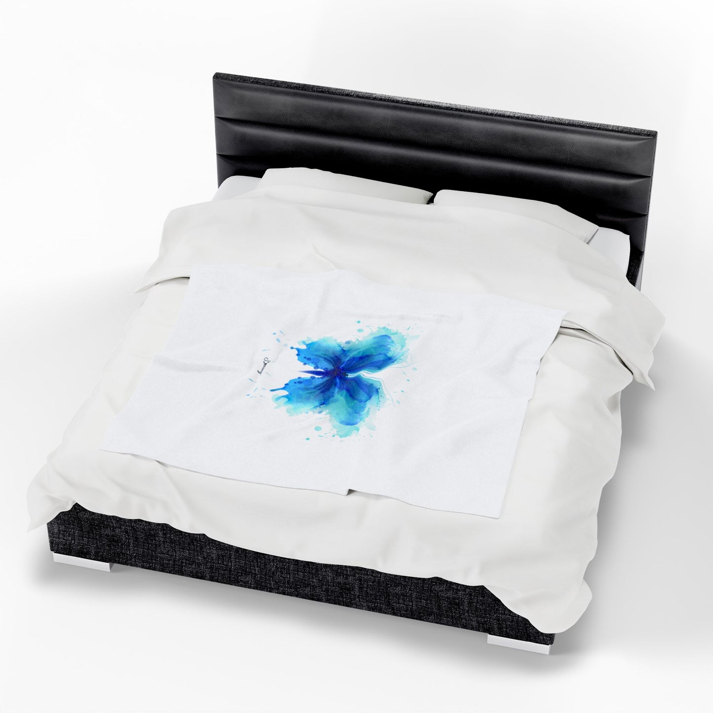 Blue Butterfly Velveteen Plush Throw Blanket