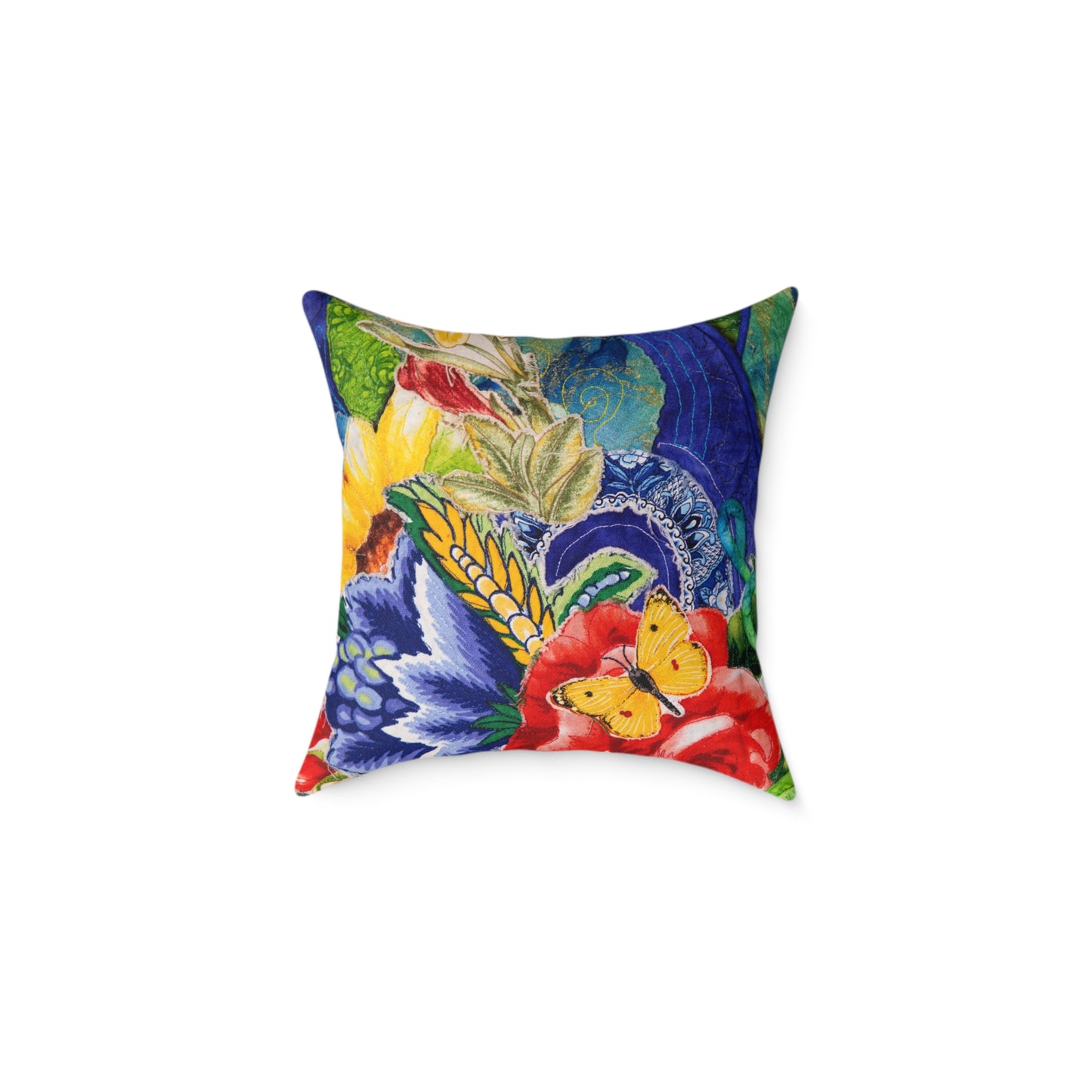 Artistic Floral Square Poly Canvas Pillow
