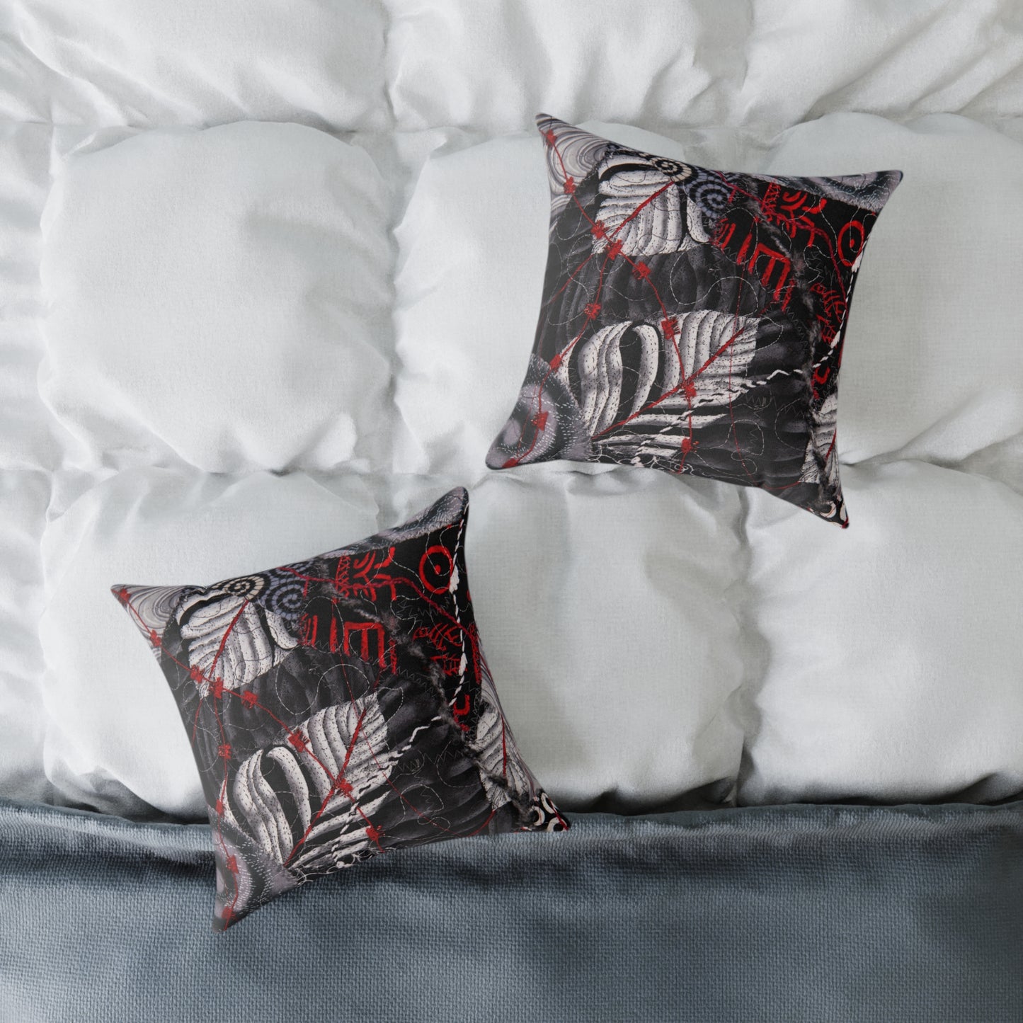 Winter Leaf Square Poly Canvas Pillow